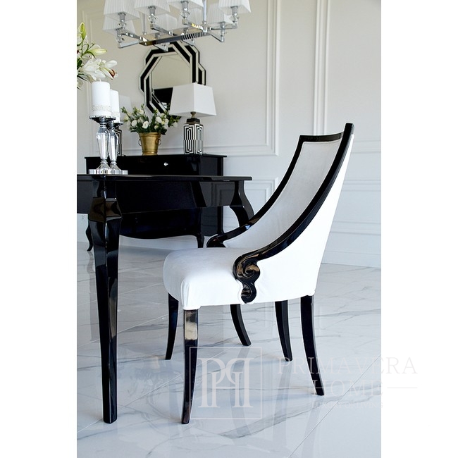 Minkšta kėdė CARLOTTA glamūrinis ąžuolas, balta, juoda