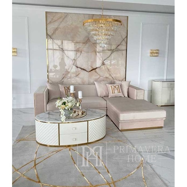 Żyrandol złoty lampa wisząca kryształowa glamour do salonu złoty MONACO L styl klasyczny, nowojorski