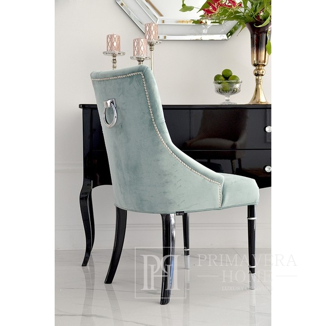 Krzesło glamour z kołatką do jadalni nowojorskie nowoczesne tapicerowane PRINCE