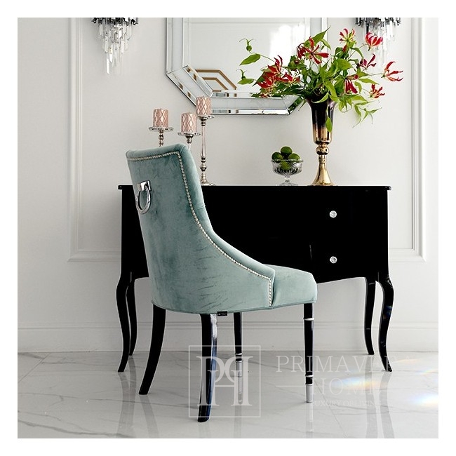 Krzesło glamour z kołatką do jadalni nowojorskie nowoczesne tapicerowane PRINCE