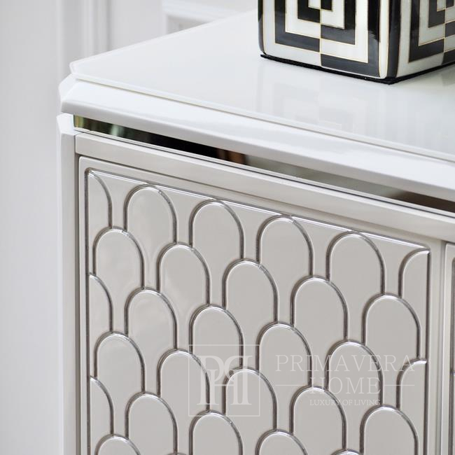 Luxuriöse moderne Ombré-Glamour-Kommode für das Wohnzimmer mit hochglänzendem GATSBY in Weiß und Silber