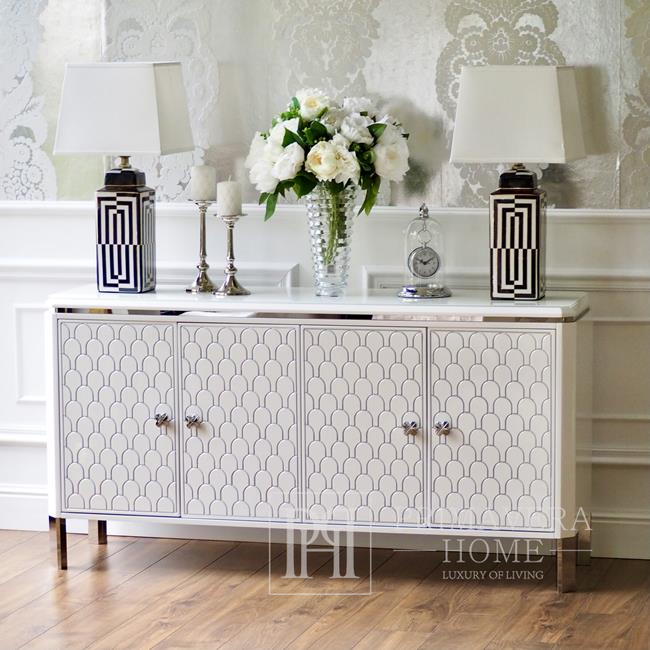 Luxuriöse moderne Ombré-Glamour-Kommode für das Wohnzimmer mit hochglänzendem GATSBY in Weiß und Silber