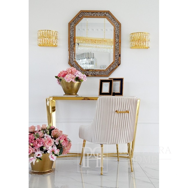 Diamond mirror RARE GOLD Glamor in a golden frame geometric 100x80
