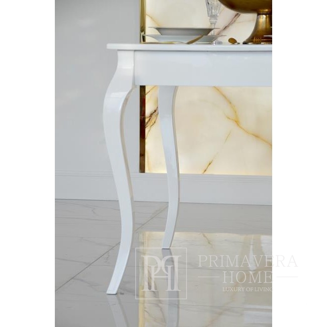 Stilvoller Esstisch ELENA GLAMOUR, gebogene weiße Beine