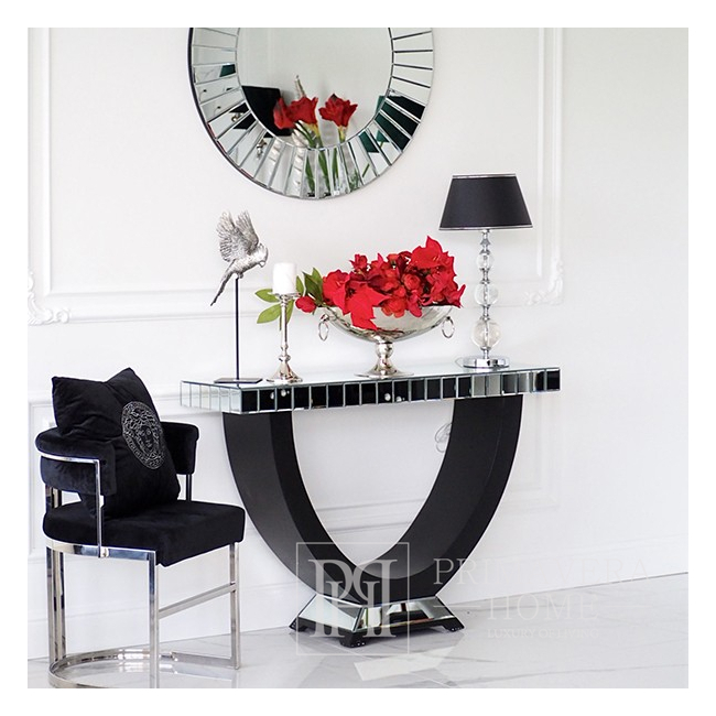 MARCO sidabrinė glamūrinė kėdė svetainei ir juodam valgomajam