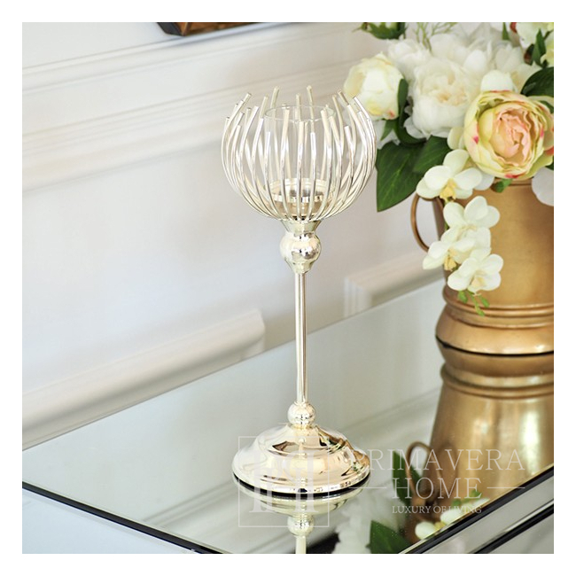 A metal glass candlestick with a VILLA M lampshade 34cm