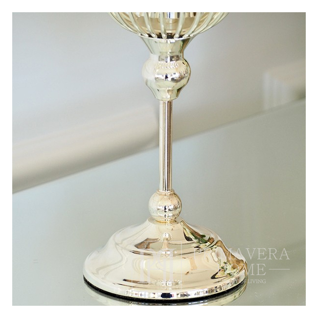 A metal glass candlestick with a VILLA S lampshade 33cm