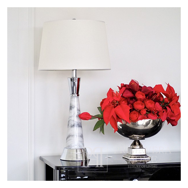 Luxury table lamp with a conical marble base in silver GIULIA 
