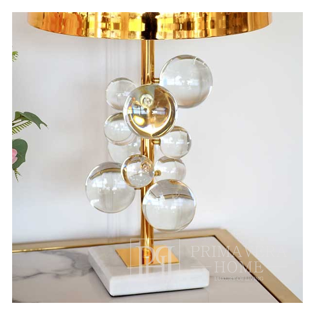 Modern AZURRA exclusive metal table lamp with transparent gold balls