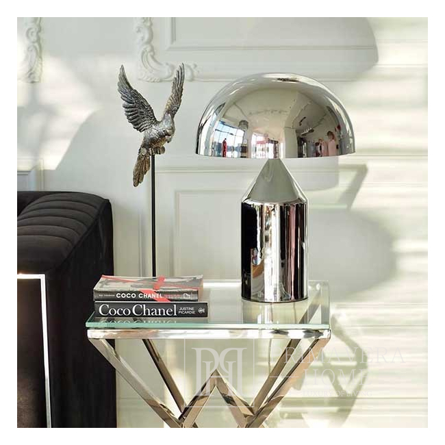 Ekskluzywna lampa stołowa designerska, glamour, nowoczesna, srebrna AURORA