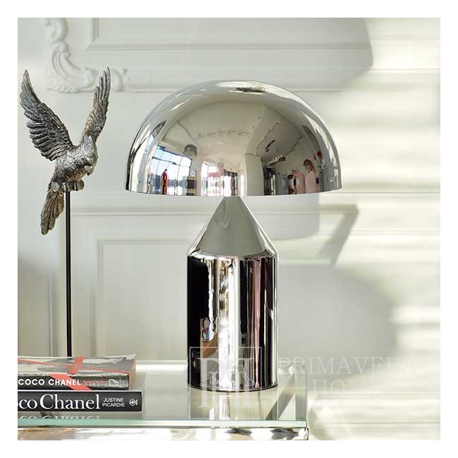 Ekskluzywna lampa stołowa designerska, glamour, nowoczesna, srebrna AURORA