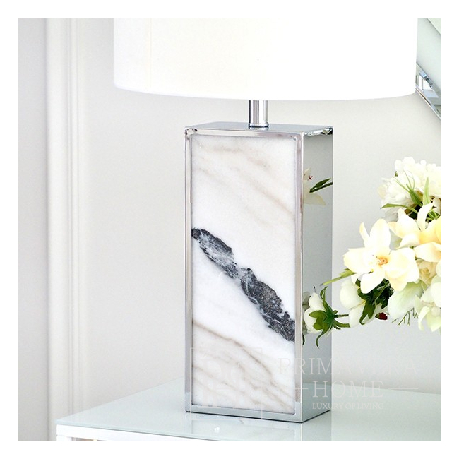 VERONICA silver White Marble Table Lamp Rectangular Posture