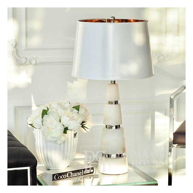 Table lamp with a conical base, silver marble luxury GIANNA