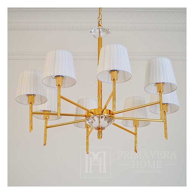 Ceiling lamp modern chandelier glamor, hamptons style crystal gold 8 arms ANGELO M