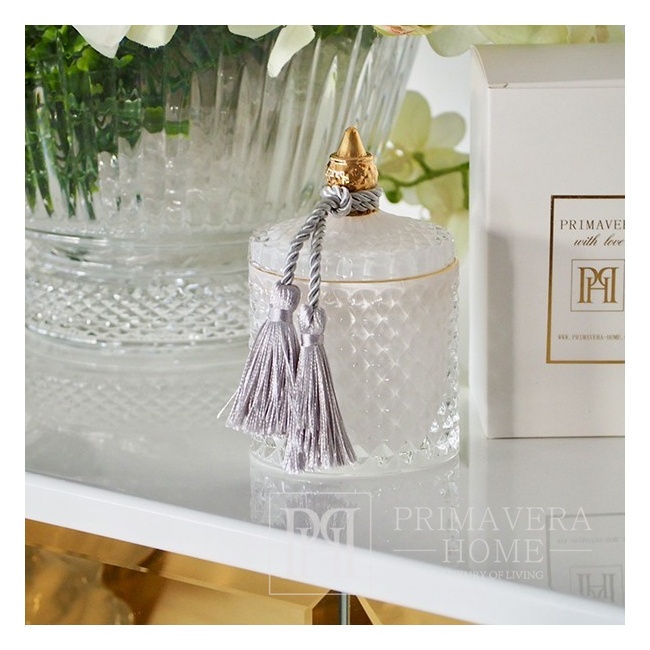Decorative white crystal glass container