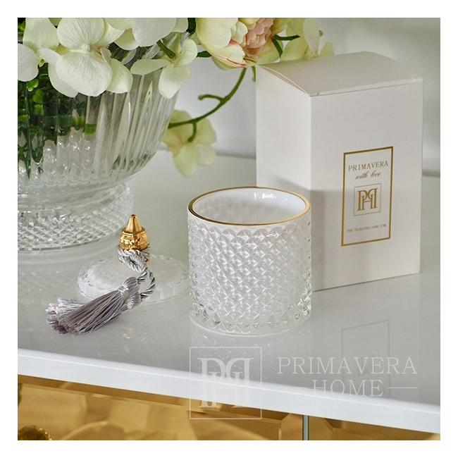 Decorative white crystal glass container