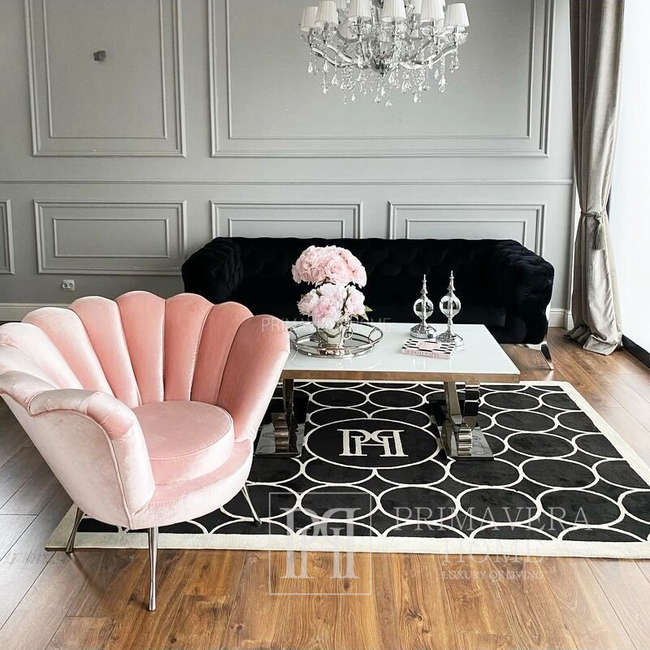 Glamour-Sofa DIVA SILVER gepolstert modern New York schwarz silber