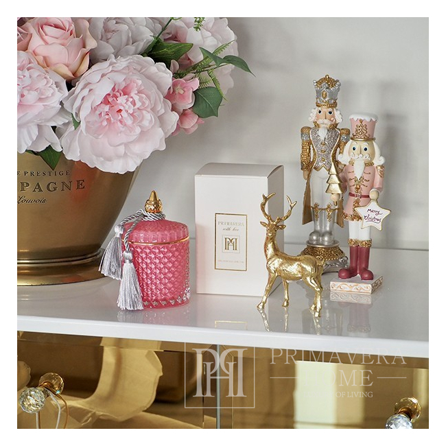 Pojemnik dekoracyjny szklany kryształowy różowy