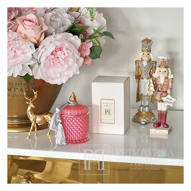 Pojemnik dekoracyjny szklany kryształowy różowy