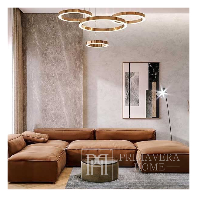 Golden chandelier, pendant lamp, round ring GALASSIA 40 cm, 60 cm, 80 cm