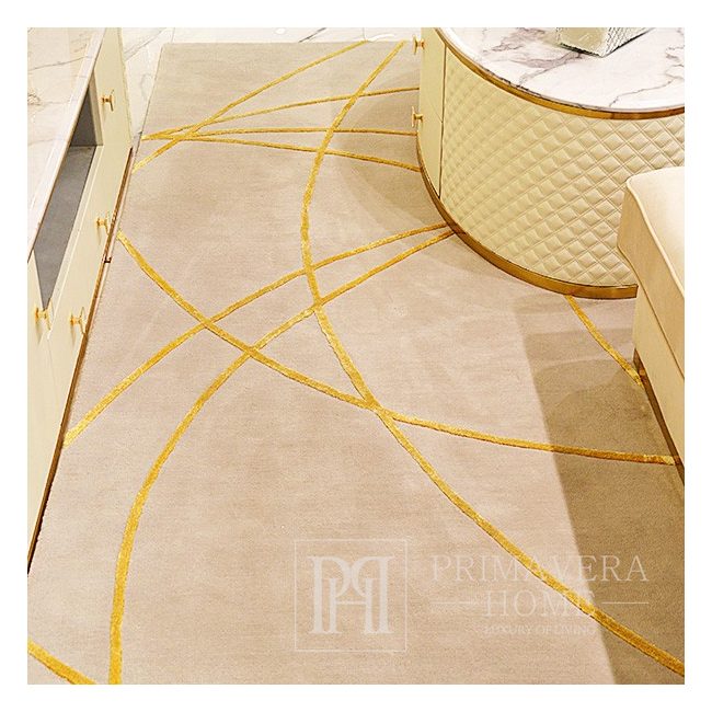 Moderner Glamour-Teppich mit grau-goldenen STRIPES