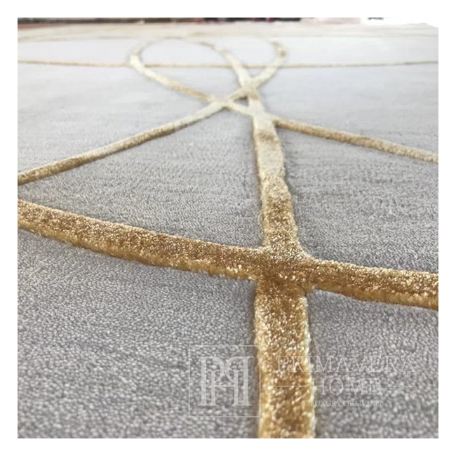 Modern glamor gray gold Stripes carpet 