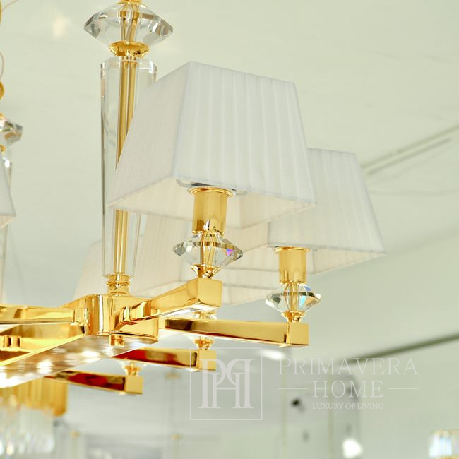 Elegantiškas stilingas šviestuvas liustra glamour pakabinamas šviestuvas 8 rankenų ELEGANZA L GOLD APŠVIETIMAS
