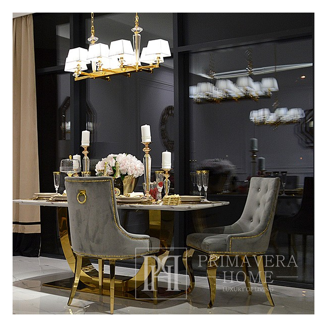 Elegantiškas stilingas šviestuvas liustra glamour pakabinamas šviestuvas 8 rankenų ELEGANZA L GOLD