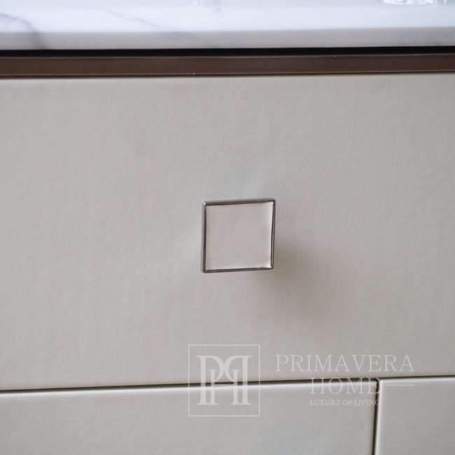 HERMITAGE glamor chest of drawers made of steel, marble, silver and white
