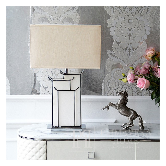 Art Deco Tischlampe rechteckiger Marmorsockel Glamour lux VITTORIA SILVER 