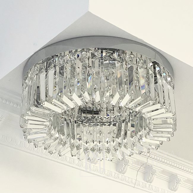 Krištolo lubų šviestuvas modernus glamūrinis lubinis šviestuvas STELLA sidabrinis Niujorko stiliaus