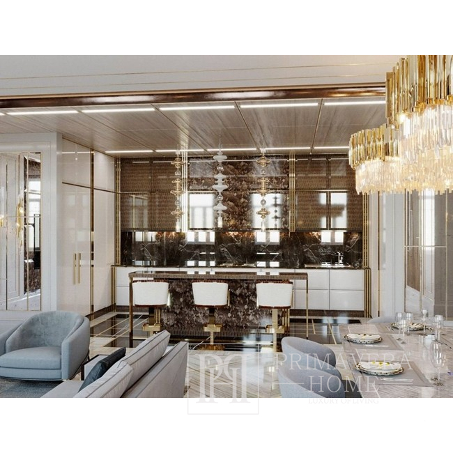 Kronleuchter gold Deckenleuchte hängen Kristall Glamour New York modern rund 60 cm EMPIRE GOLD