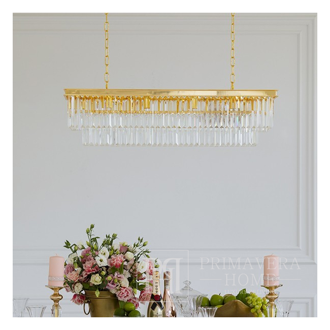 Modern gold rectangular crystal chandelier GLAMOR 