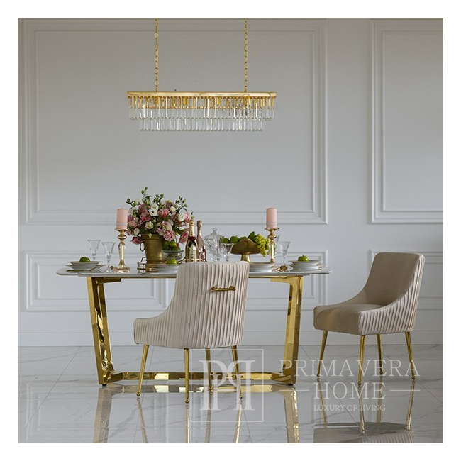 Modern gold rectangular crystal chandelier GLAMOR 