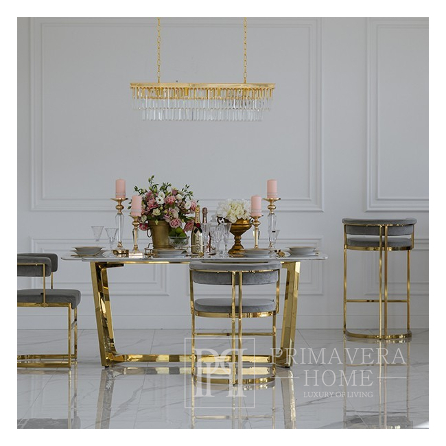 Modern gold rectangular crystal chandelier GLAMOR 