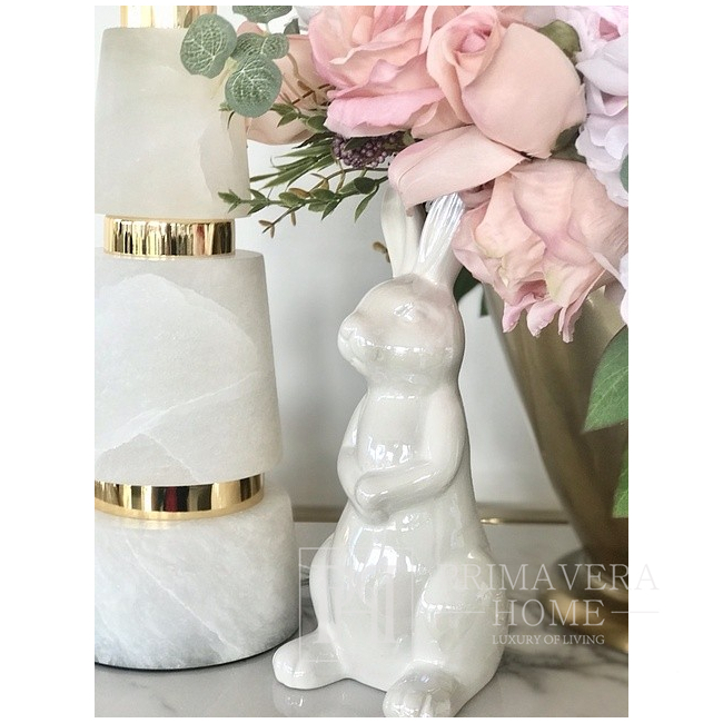 Table decoration, small ceramic rabbit, pearl, standing, glamor, Easter
