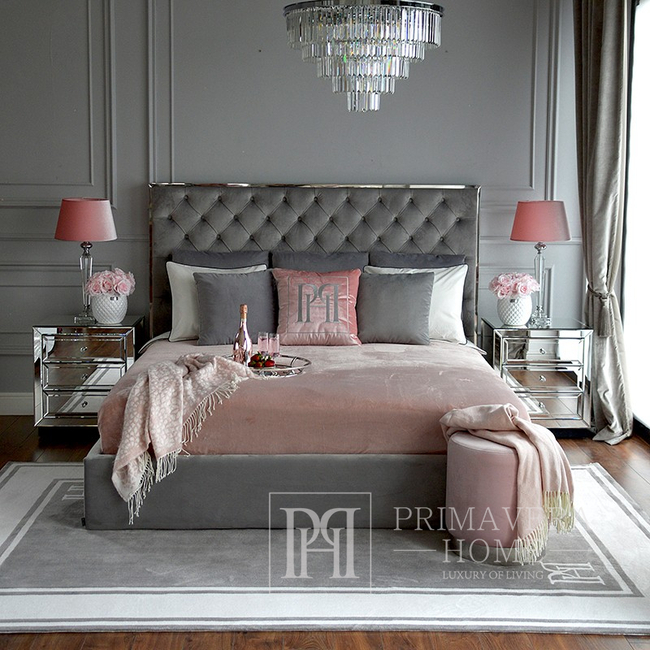 Klassischer Teppich für Esszimmer, Wohnzimmer, Schlafzimmer, Modern, Glamour, Hamptons, grau PRIMAVERA OUTLET