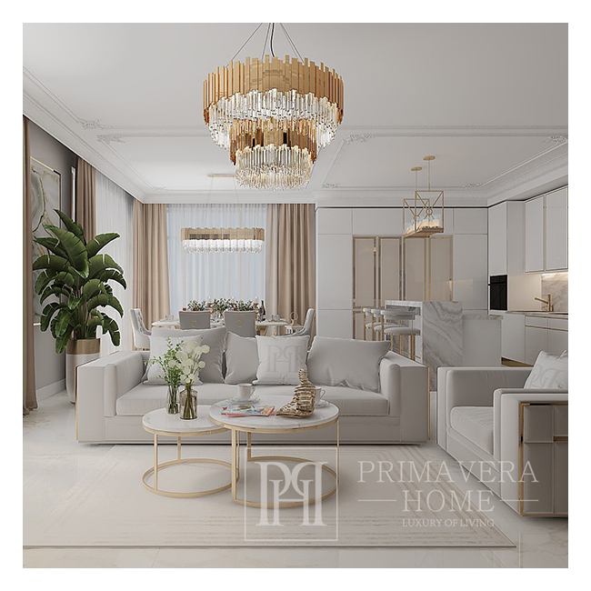 Exklusives, gepolstertes, luxuriöses, glamouröses EMPORIO-Sofa in Beige und Gold 