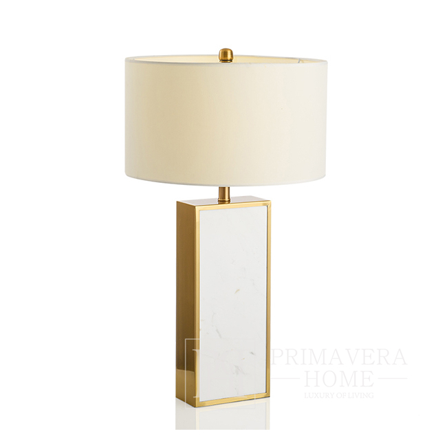 Klassische Tischlampe, modern, Hamptons, rechteckig mit einem weißen VERONICA-Goldschirm