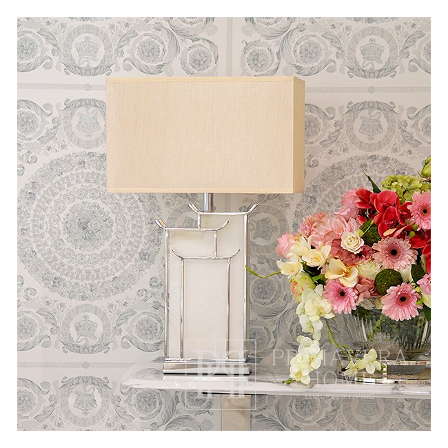 Art deco table lamp rectangular marble base glamor lux VITTORIA SILVER