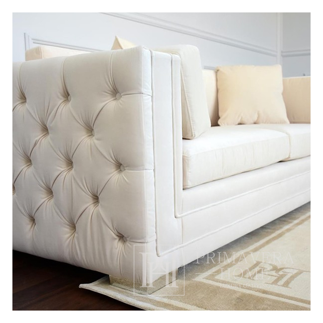Glamour sofa sofa with pillows white quilted BIANKA