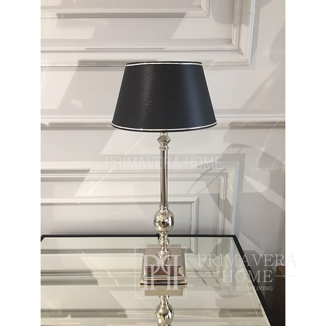 Schwarzer Lampenschirm mit silberner Zierleiste L 45 cm