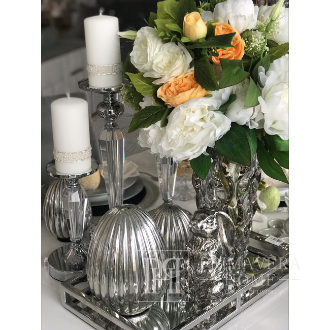Decoration for the table, console, Easter silver pleated EGG S