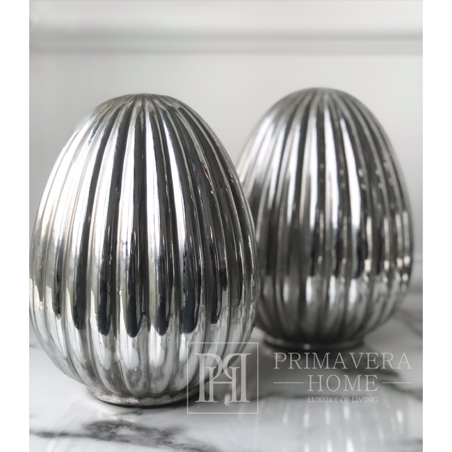 Decoration for the table, console, Easter silver pleated EGG S
