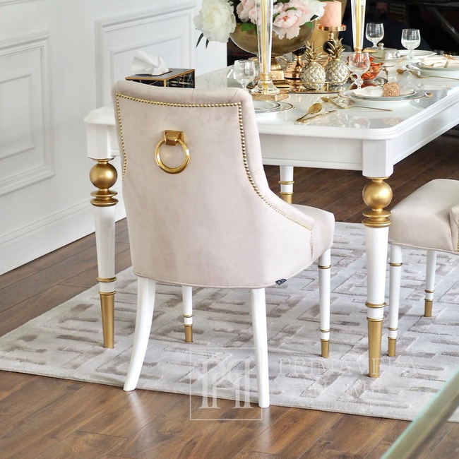 Moderni, auksinė PRINCE glamūrinė kėdė su beldikliu valgomajam