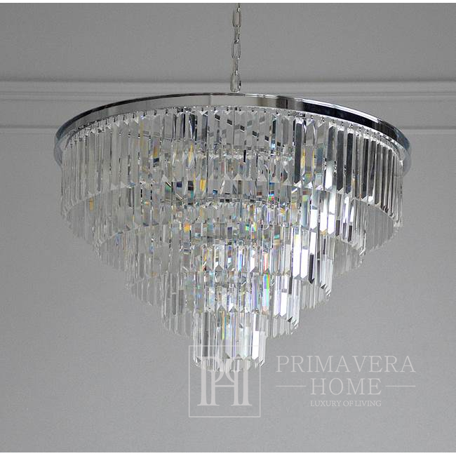 GLAMOUR silver glamour crystal pendant lamp modern steel chandelier 100 cm Lighting
