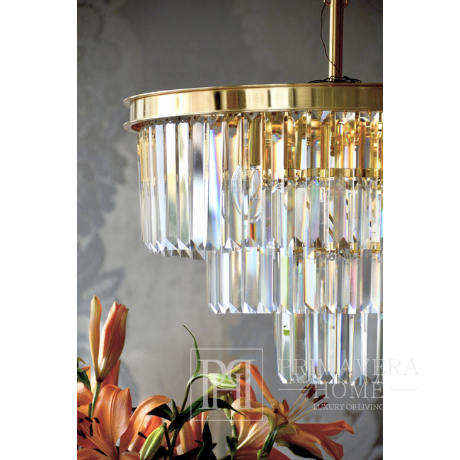 Żyrandol glamour GLAMOUR 50 cm kryształowy okrągły, nowoczesny, lampa wisząca, złoty APŠVIETIMAS