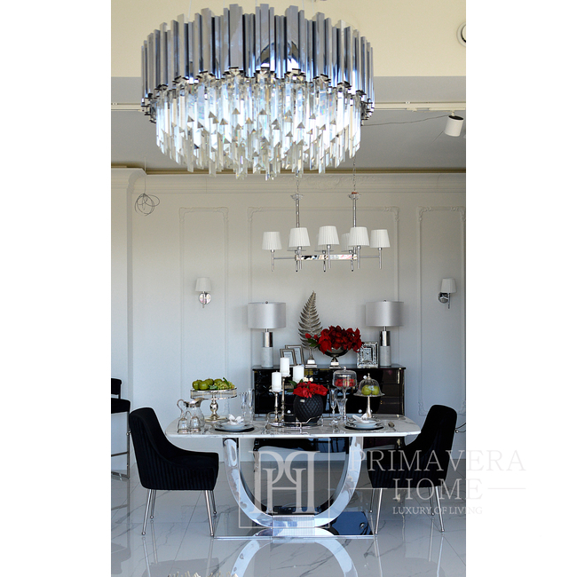 Luksusowy żyrandol EMPIRE 80cm kryształowy glamour okrągły lampa wisząca srebrny