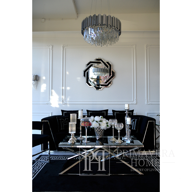 Luksusowy żyrandol EMPIRE 80cm kryształowy glamour okrągły lampa wisząca srebrny