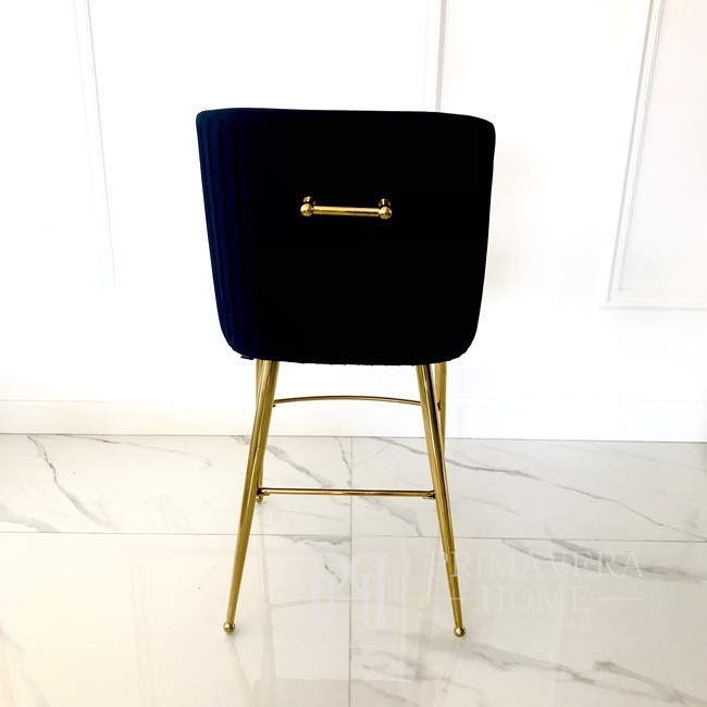 Modern glamor stool in black golden velvet fabric PALOMA